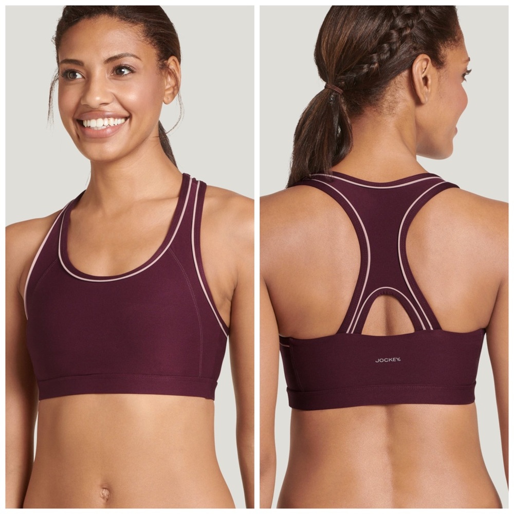 Jockey High Impact Contender Piped Sports Bra Sangria M